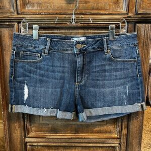 PAIGE Jeans Size 28 2 1/2” inseam 9” rise rolled cuff denim shorts summer resort
